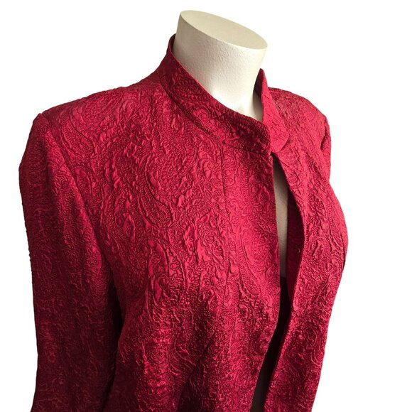 Vintage Red Mandarin Collar Jacket by Avenue with Hook Front Size 30/32 JJ4057 - Picture 2 of 9